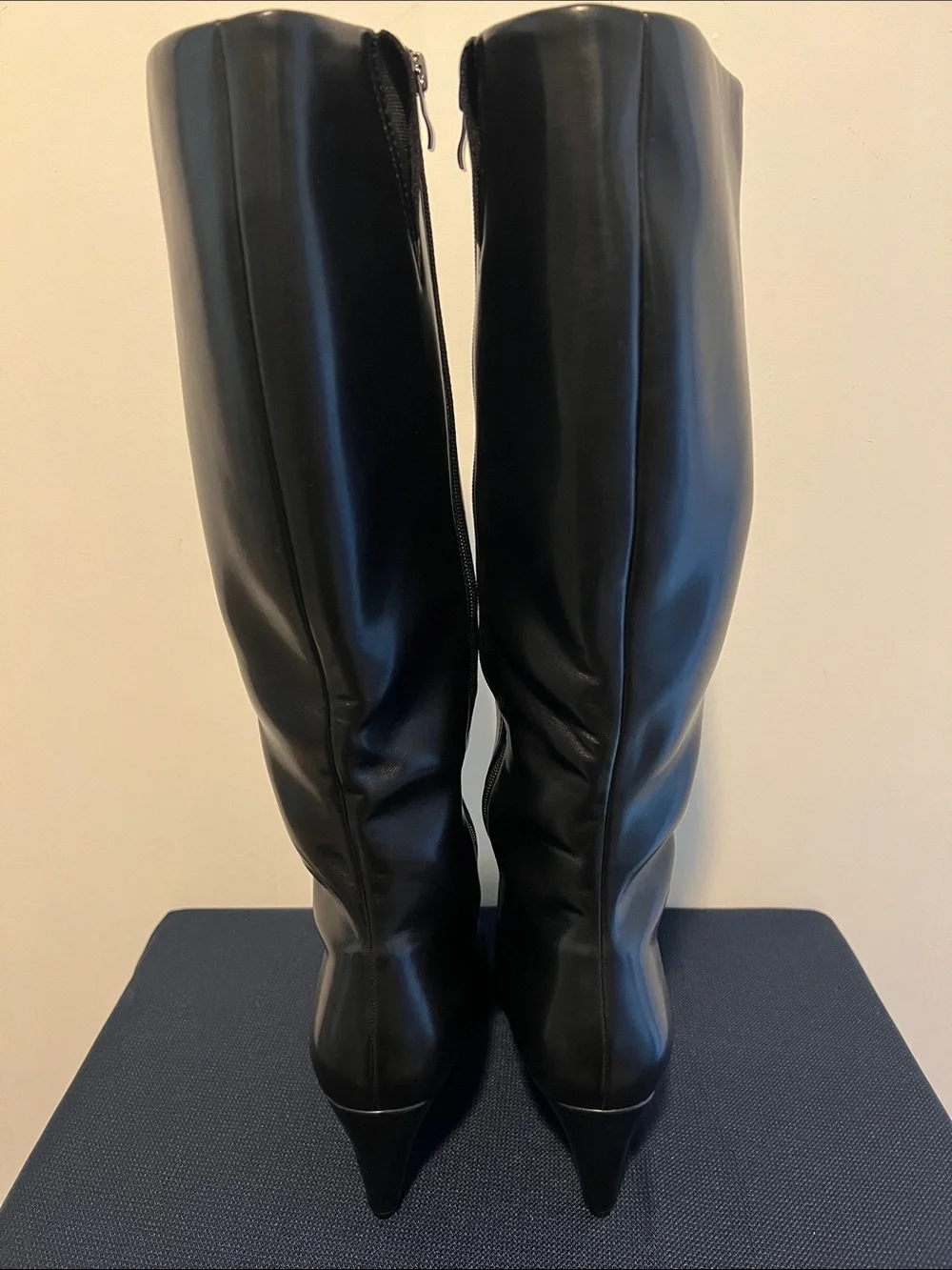 Sleek Black Over-the-Knee Pointed Toe Boots